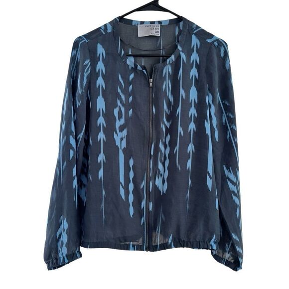 Ruff Hewn Grey Semi Sheer Full Zip Top Lightweight‎ Gray Blue Women’s XS NEW - Picture 1 of 7